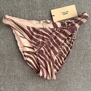 SKIMS x Roberto Cavalli Zebra Print Bikini Bottom - Brown and Cream